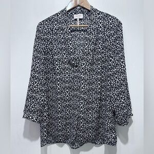 Laundry By Shelli Segal Women’s Black White Patterned Long‎ Sleeve Blouse Size L